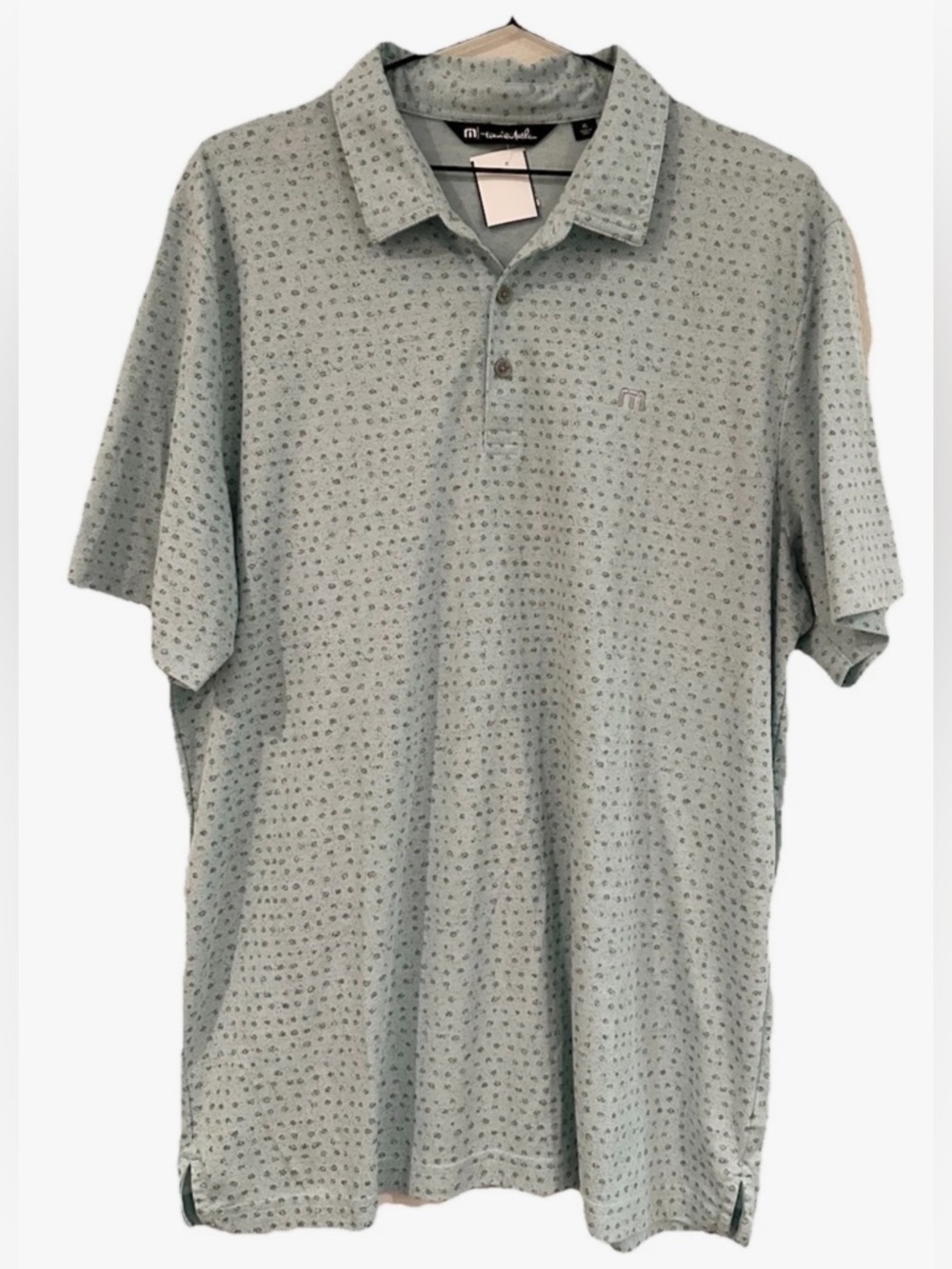 Travis Mathew Light Blue Microprint Polo